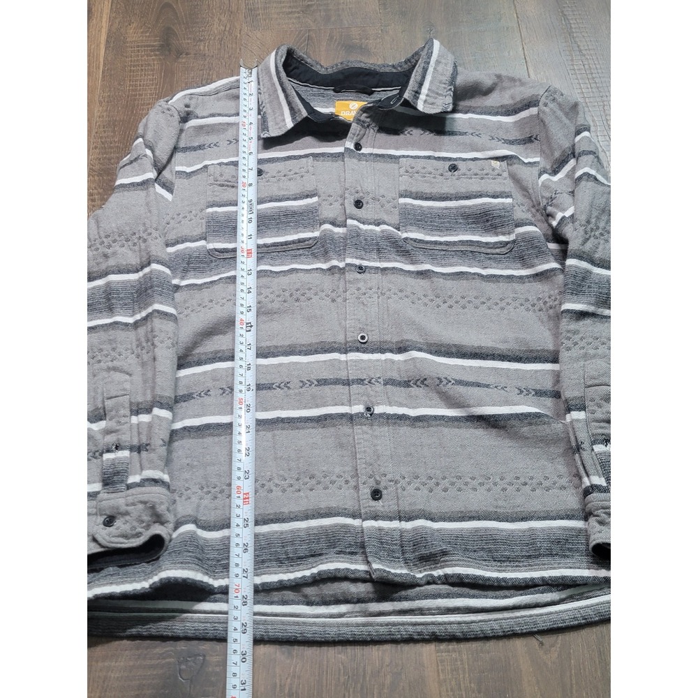 Dravus Heading Nowhere Mens‎ XL Grey Striped Geometric Cotton Button Down Shirt
